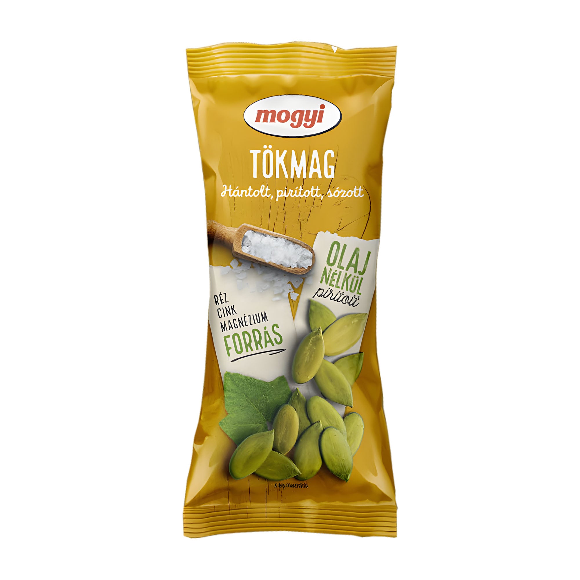 Mogyi pumpkin seeds package on a white background