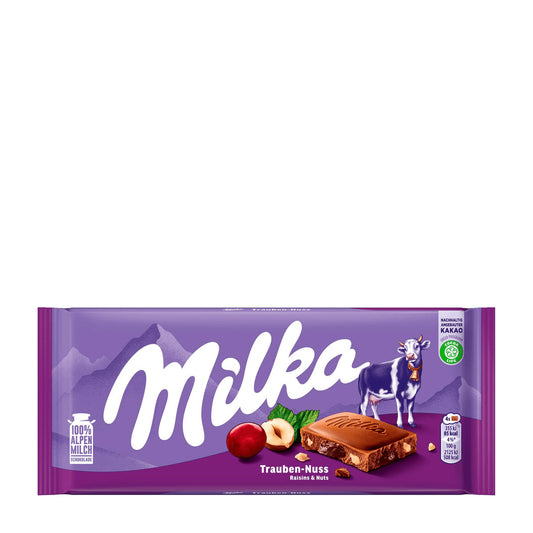 Milka Raisins & Nuts Milk Chocolate Bar, 100 g