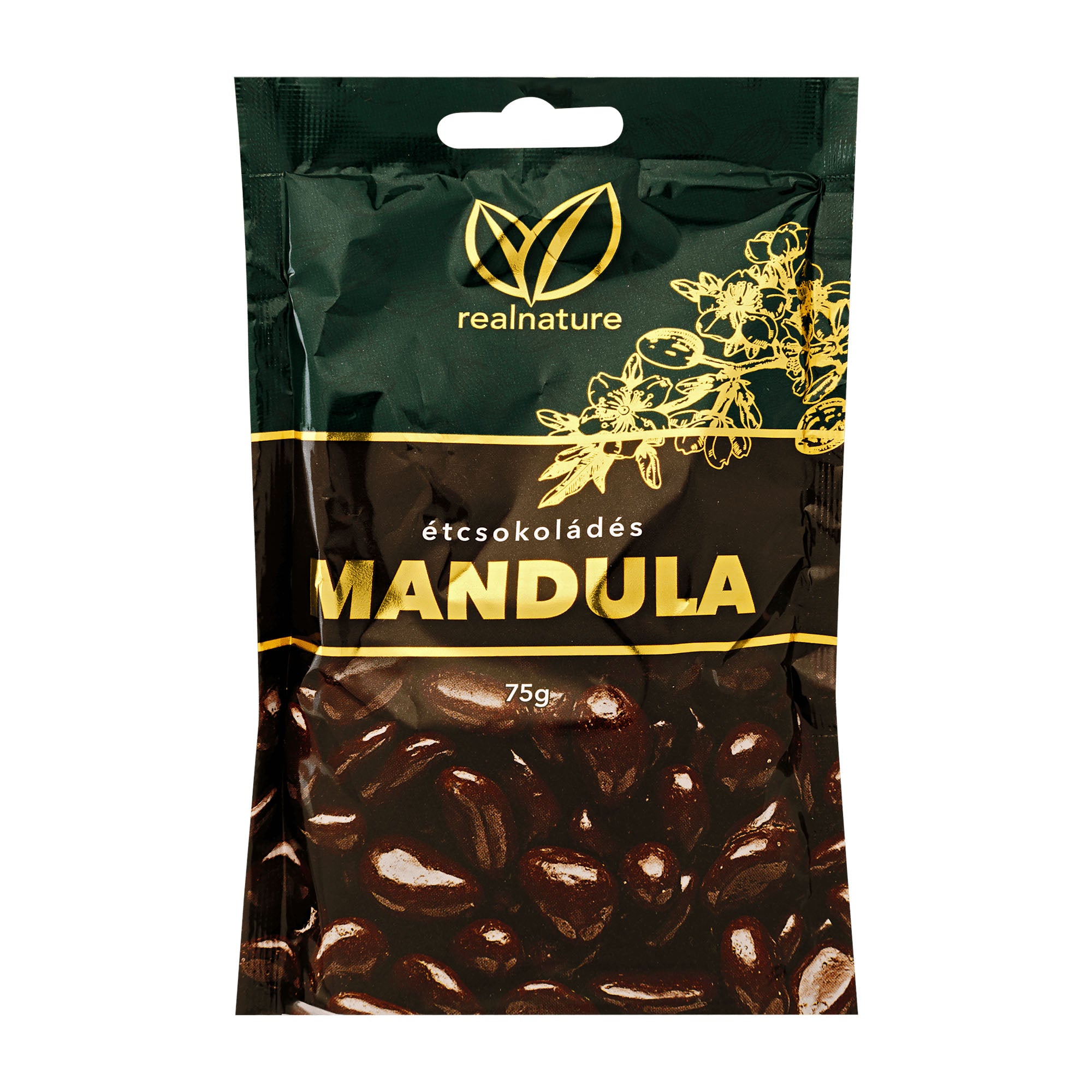 RealNature Amandes enrobées de chocolat noir, 75 g