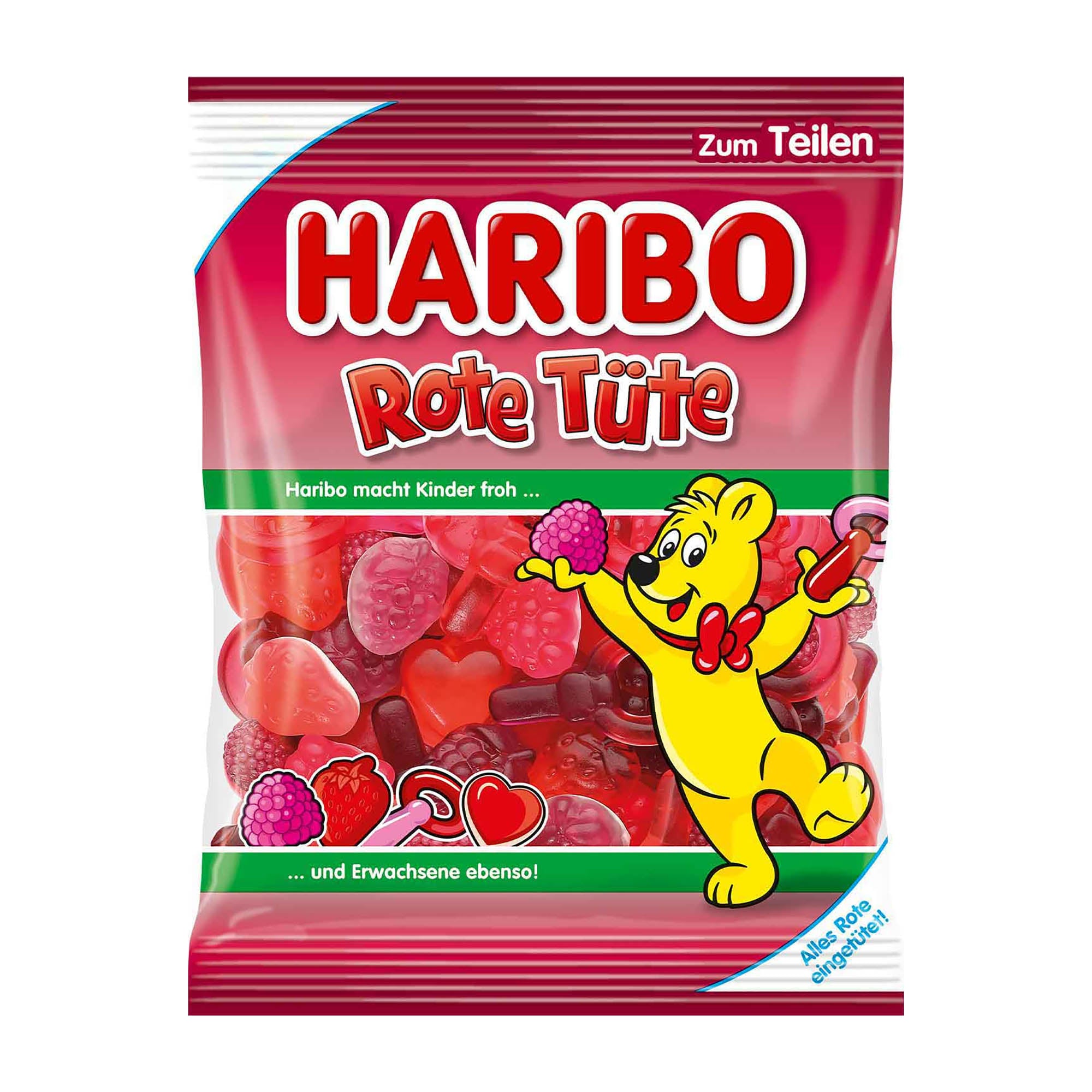 Haribo Rote Tute Red Bag gummy candy packaging on a white background.