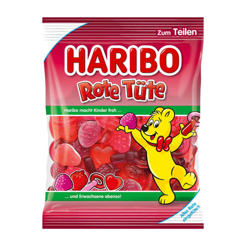 Haribo Rote Tute Red Bag gummy candy packaging on a white background.