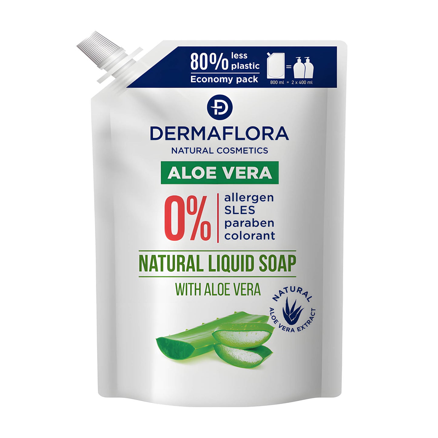 Dermaflora Aloe Vera natural liquid soap refill, 800 mL