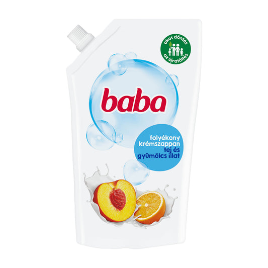 Baba Milk & Fruit scent liquid cream soap refill, 500 mL