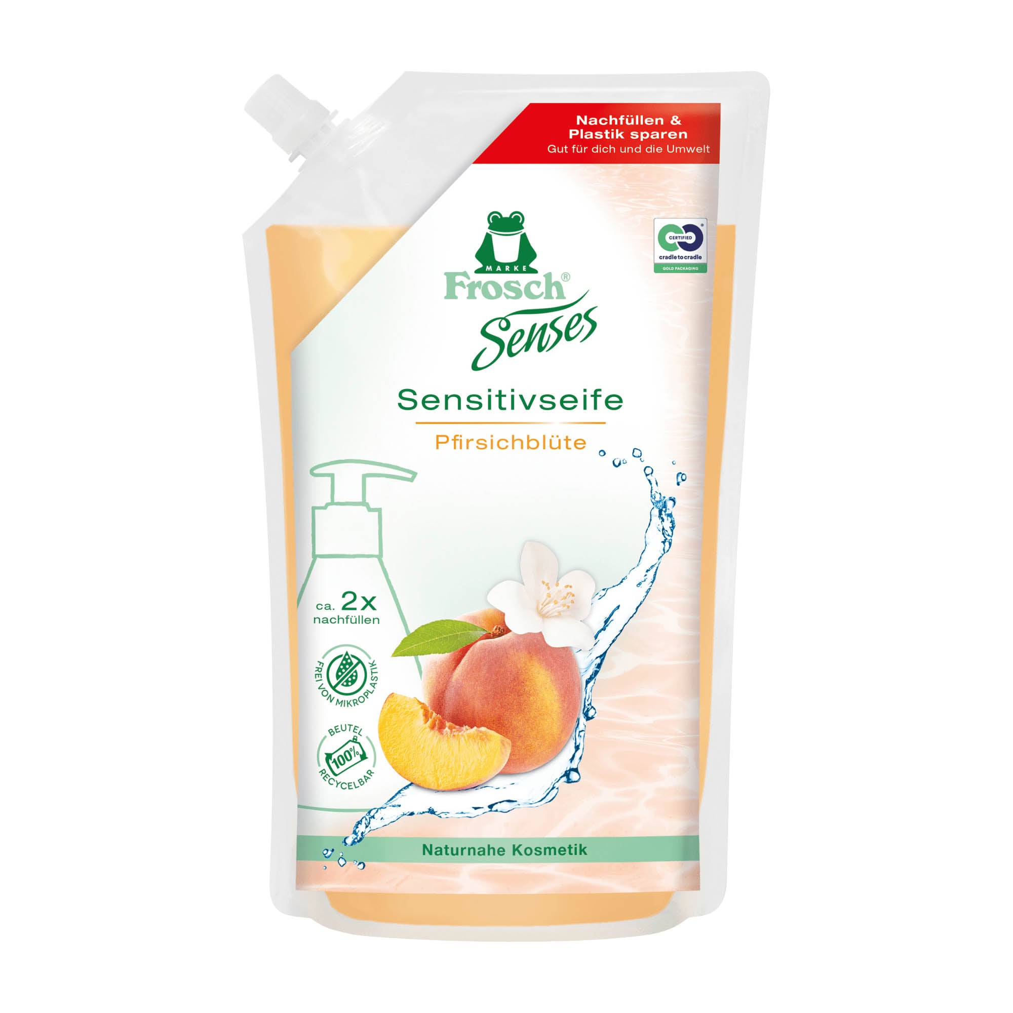Frosch Senses Pfirsichblüte Flüssigseife Nachfüller, 500 ml