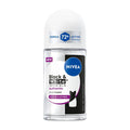 Nivea Black & White Invisible Authentic antiperspirant roll-on bottle on a white background