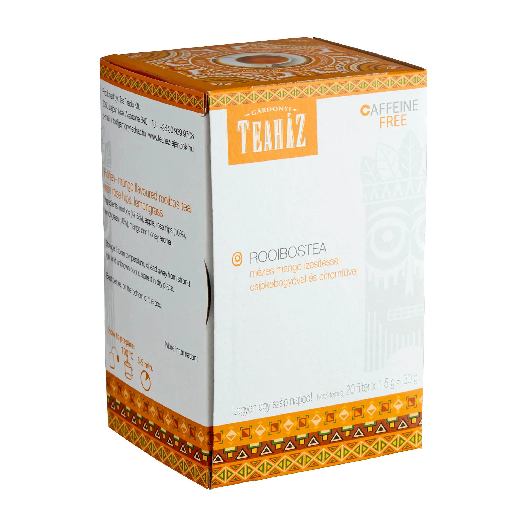 Gárdonyi Teahouse Thé rooibos au miel et à la mangue, 20 unités