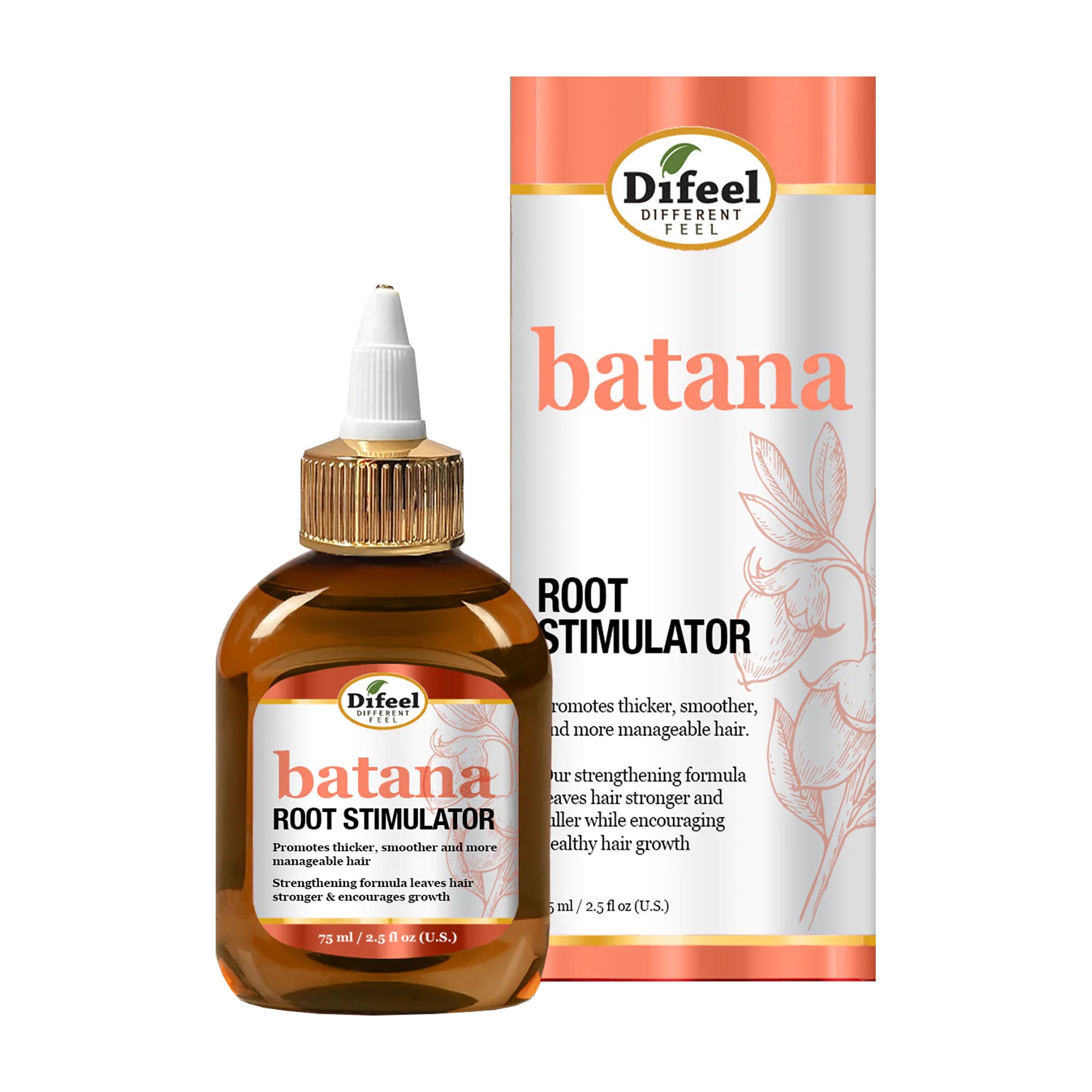 Difeel Batana root stimulator bottle and packaging on a white background