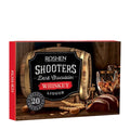 Roshen Shooters Dark Chocolates Whiskey Liquor pralines packaging with a barrel design.