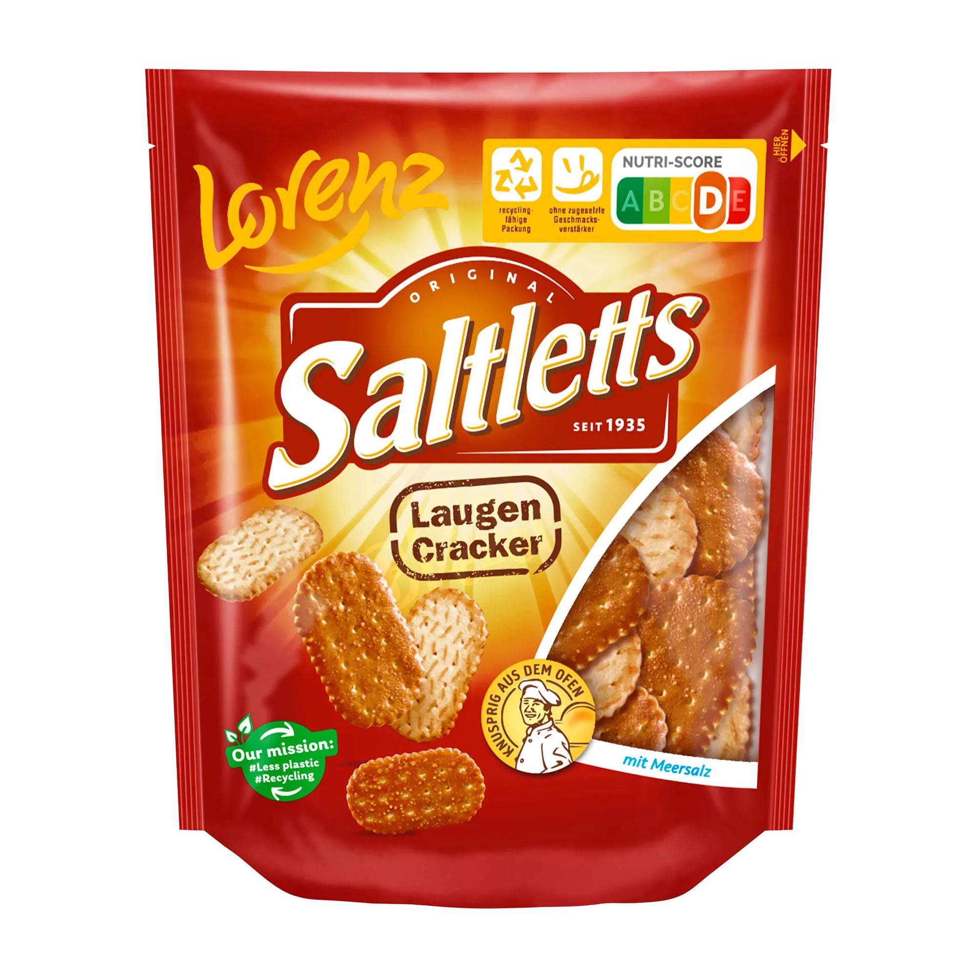 Lorenz Saltletts cracker package on a white background