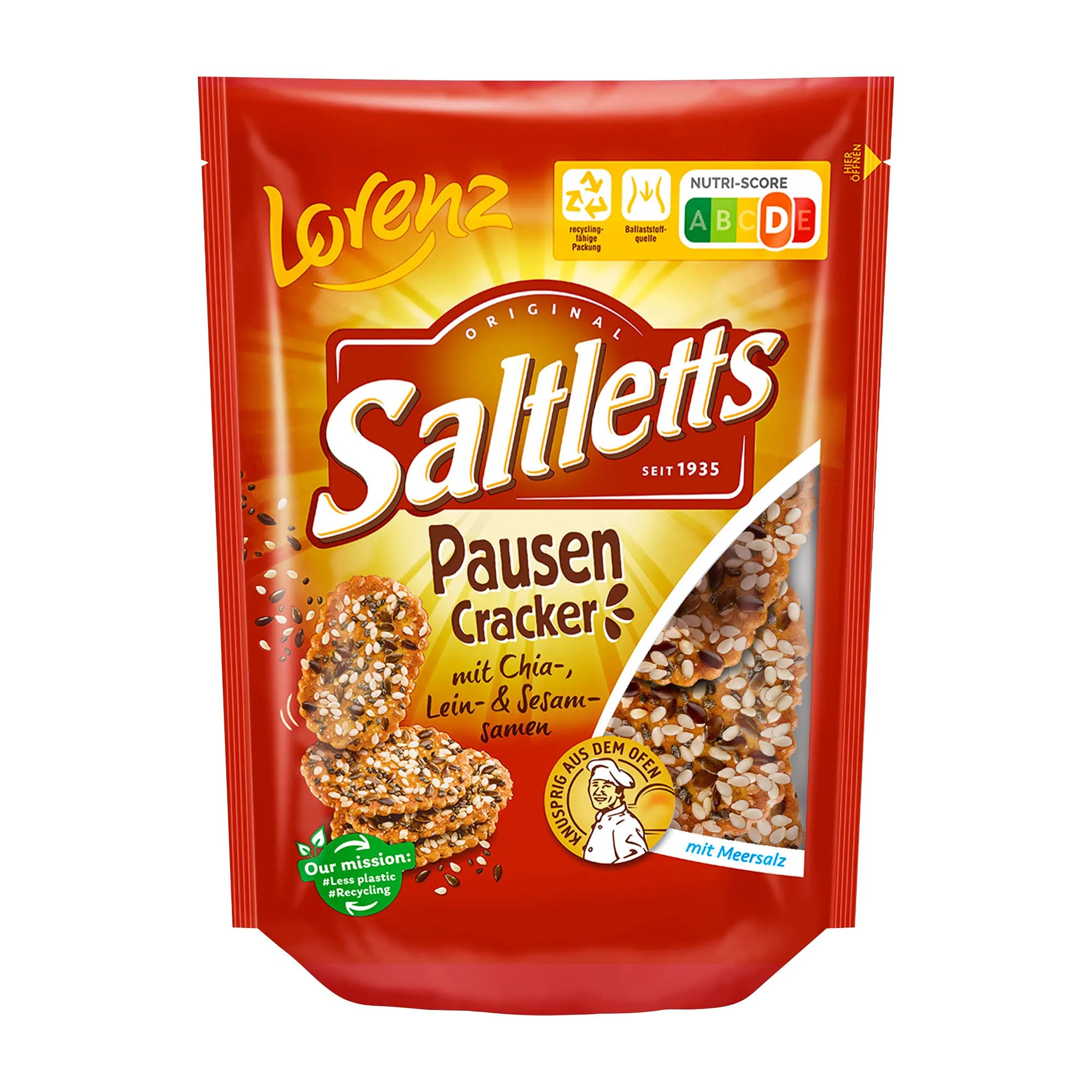 Lorenz Saltletts Pausen Cracker packaging on a white background