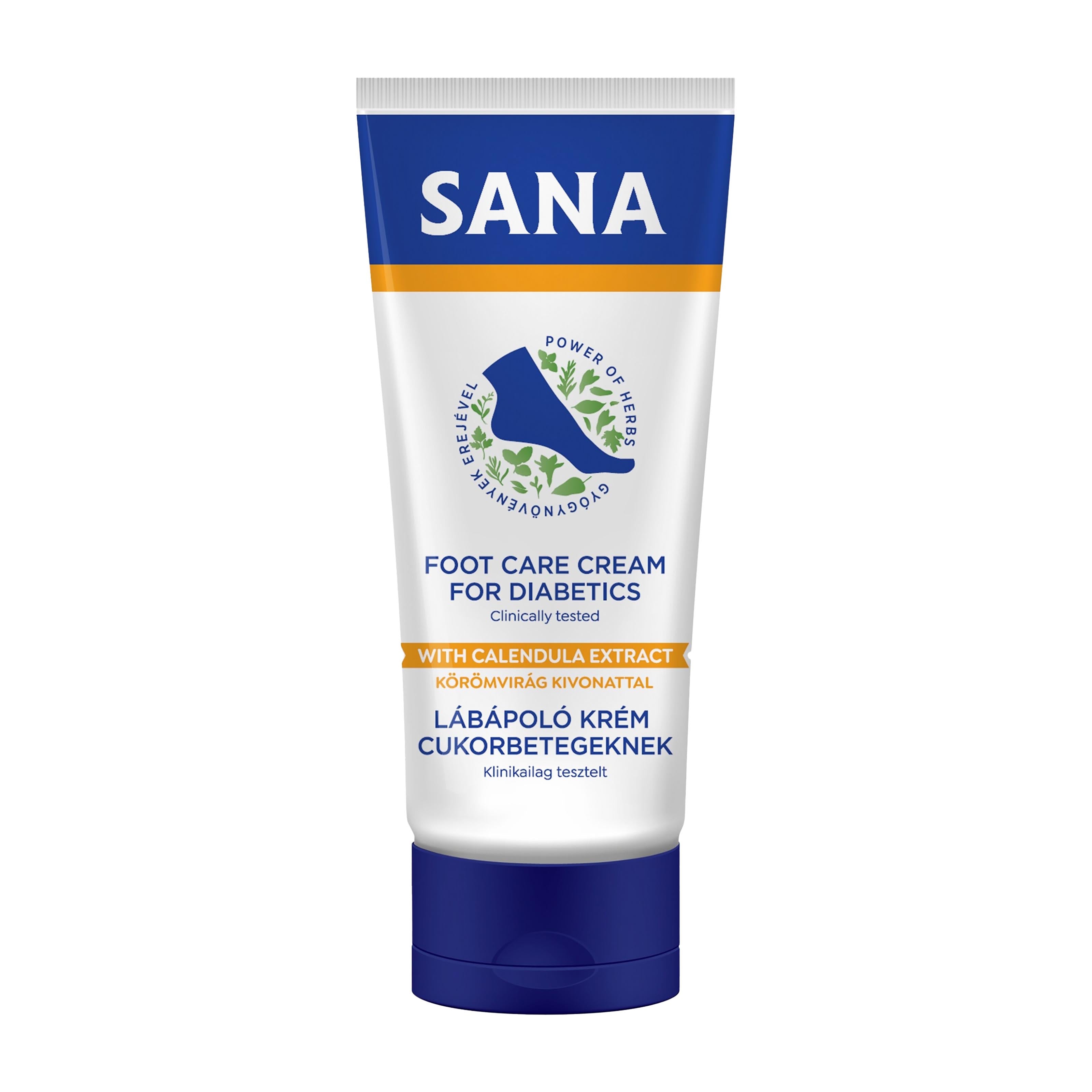 Sana Foot Care Cream for diabetics with calendula extract on a white background