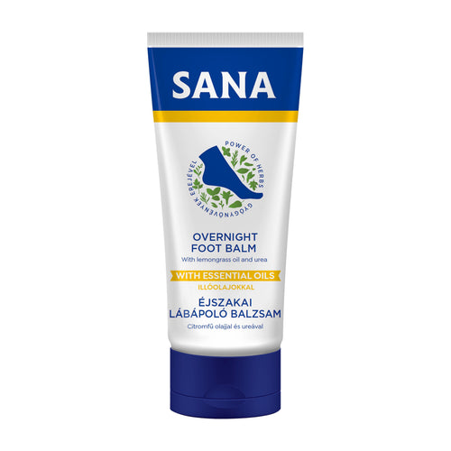 Sana Overnight Foot Balm tube on a white background.