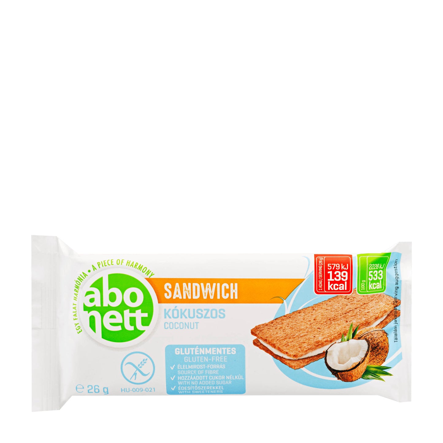 Abonett Sandwich Coconut Gluten-free Bar, 26 g