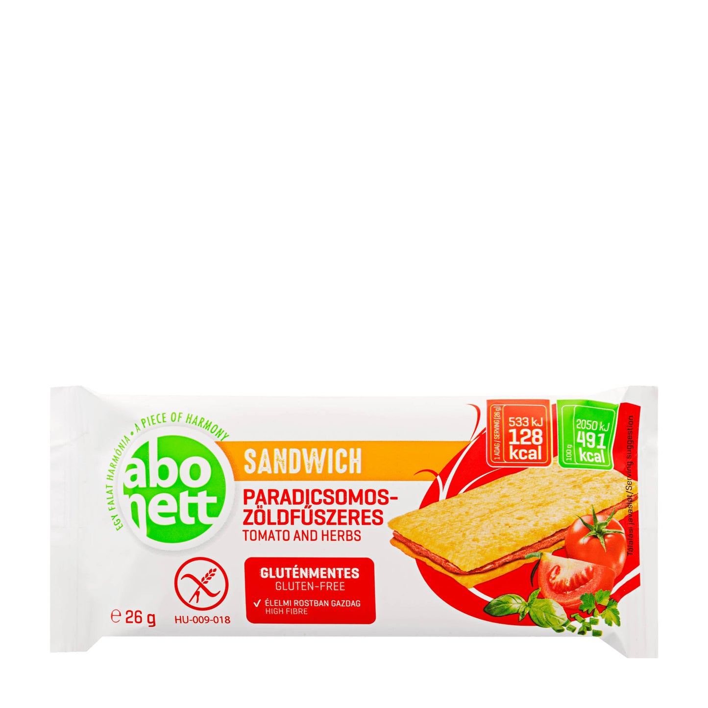 Abonett Sandwich Tomato & Herbs Gluten-free Bar, 26 g