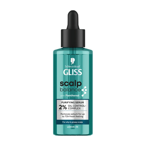 Schwarzkopf Gliss Scalp Balance purifying serum bottle on a white background