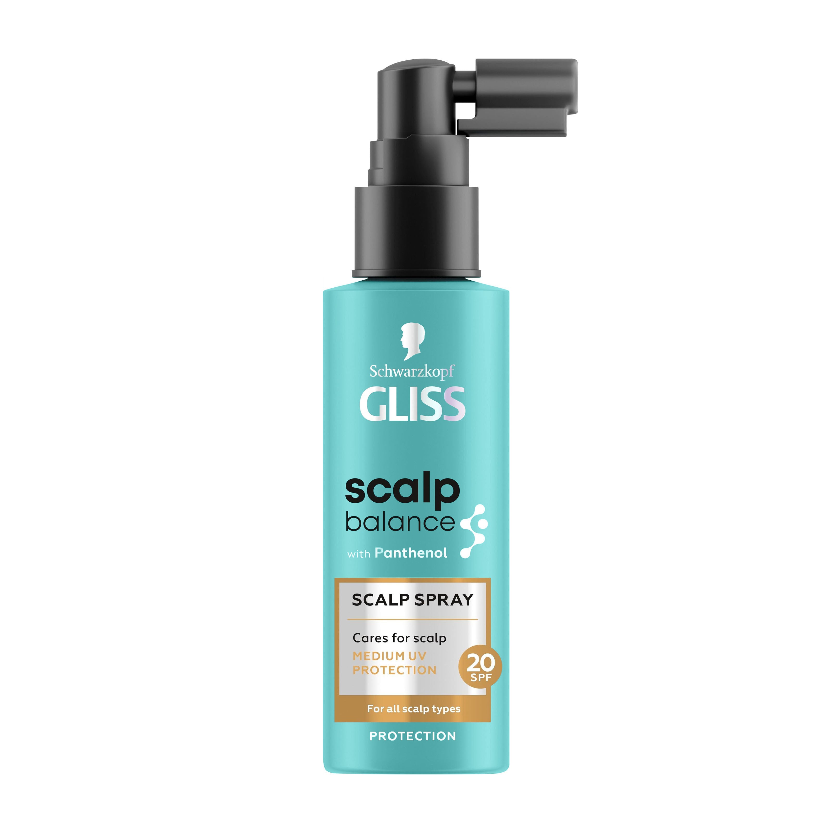 Schwarzkopf Gliss Scalp Balance scalp spray bottle on a white background