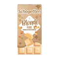 Box of Schogetten Blonde Pure caramelized white chocolate on a white background