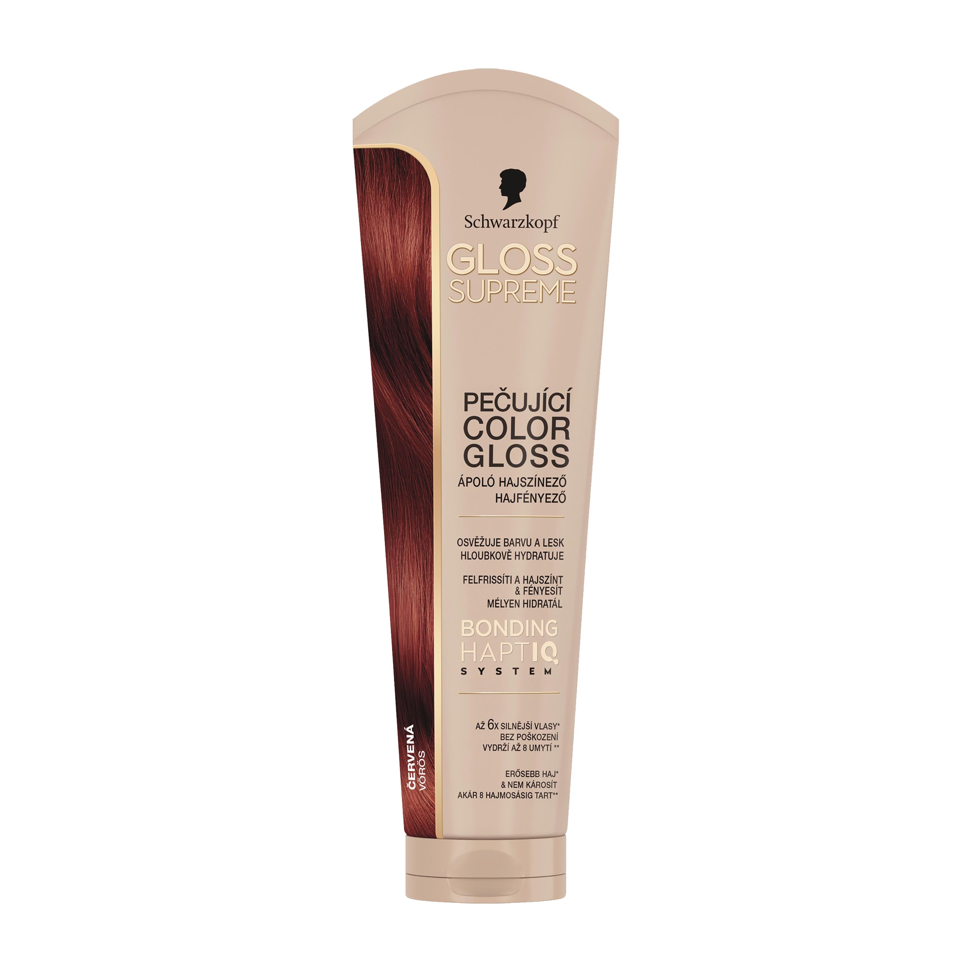 Schwarzkopf Gloss Supreme Red hair color treatment tube on a white background
