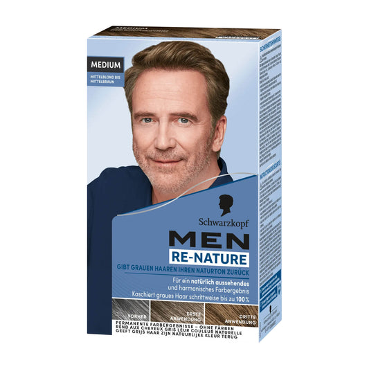 Schwarzkopf Men Re-Nature Medium anti-gray dye-free hair color restorer