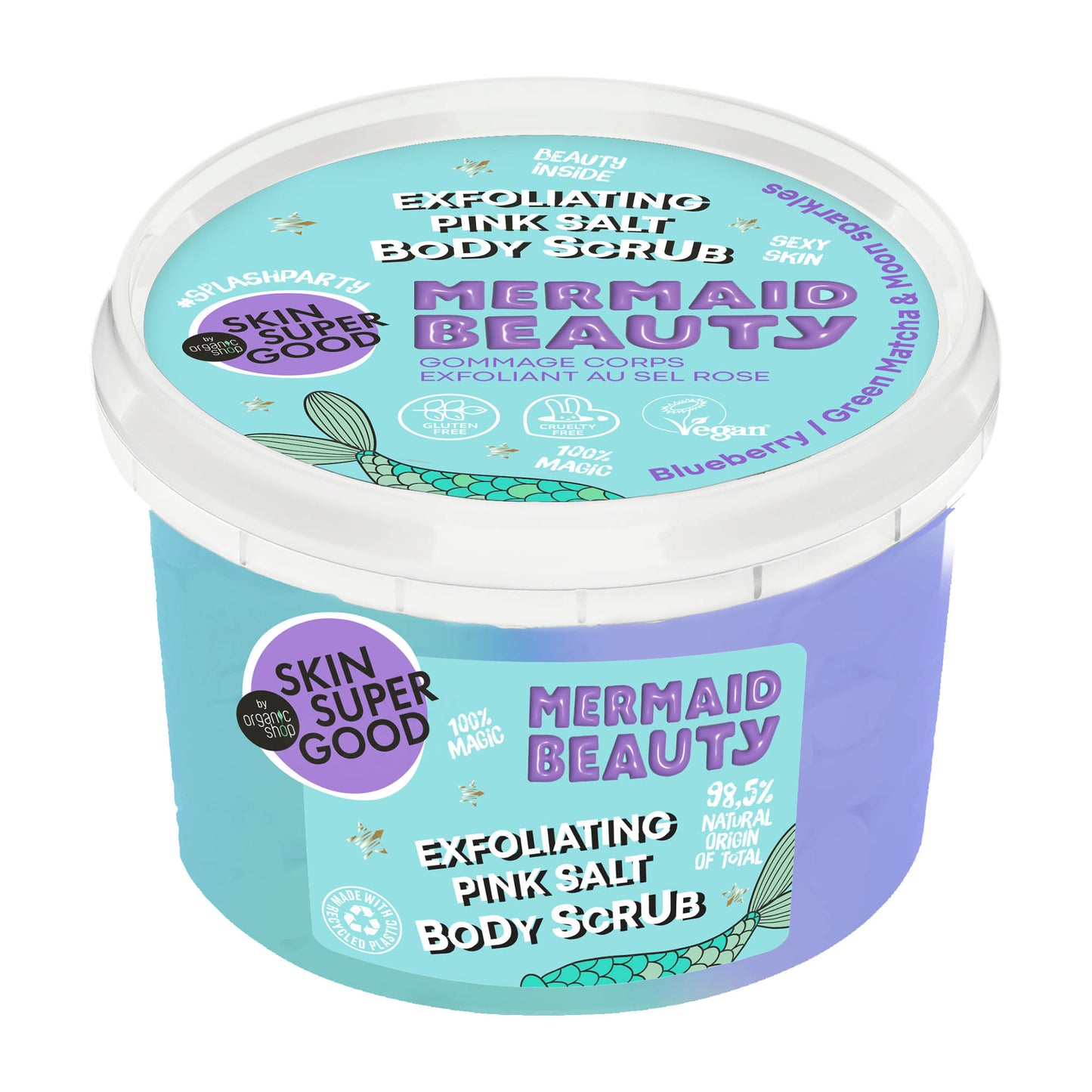 Skin Super Good Mermaid Beauty exfoliating pink salt body scrub, 250 mL