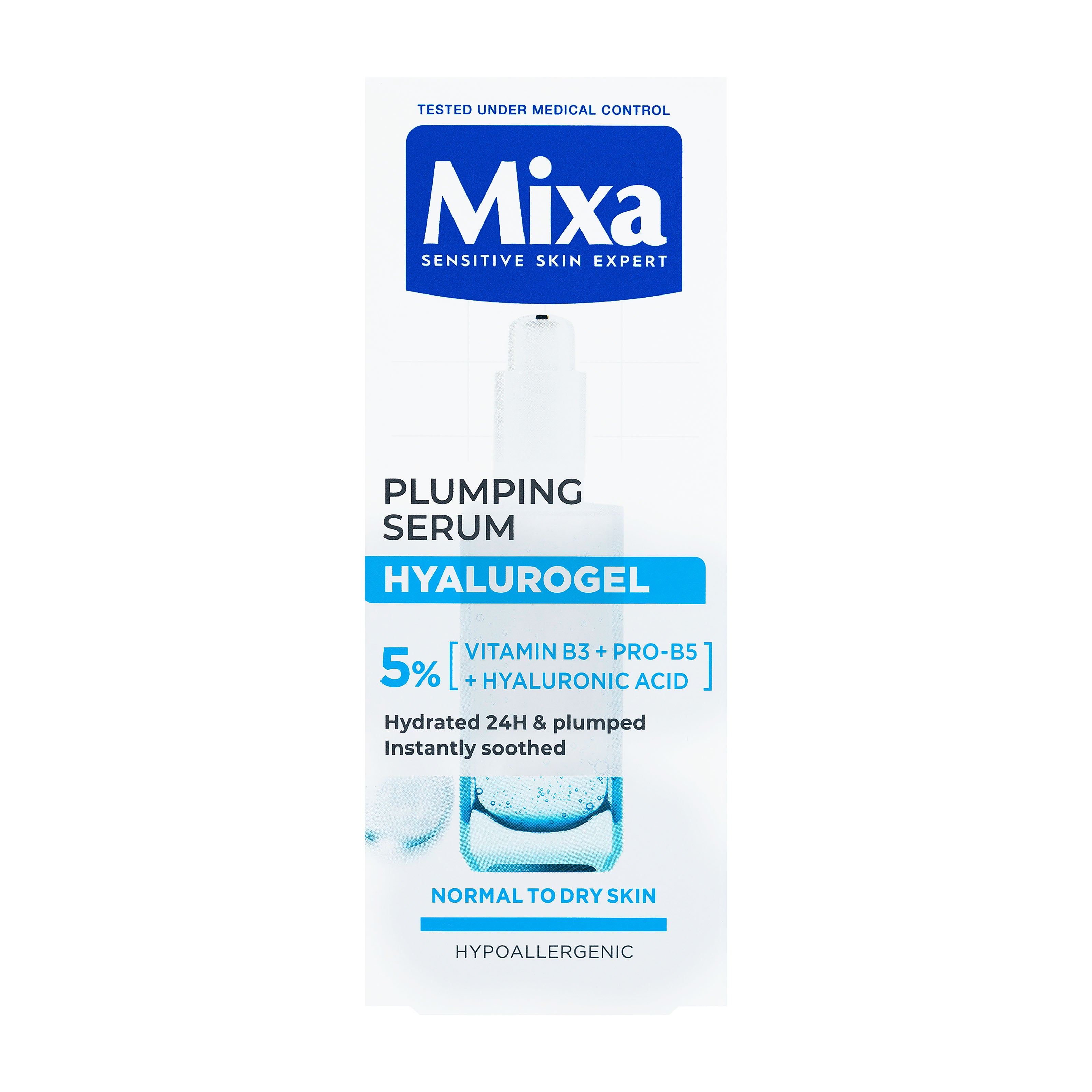 Mixa Plumping Serum Hyalurogel packaging on a white background