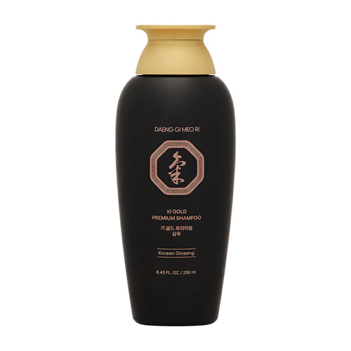 Daeng Gi Meo Ri Ki Gold Premium Shampoo bottle on a white background.