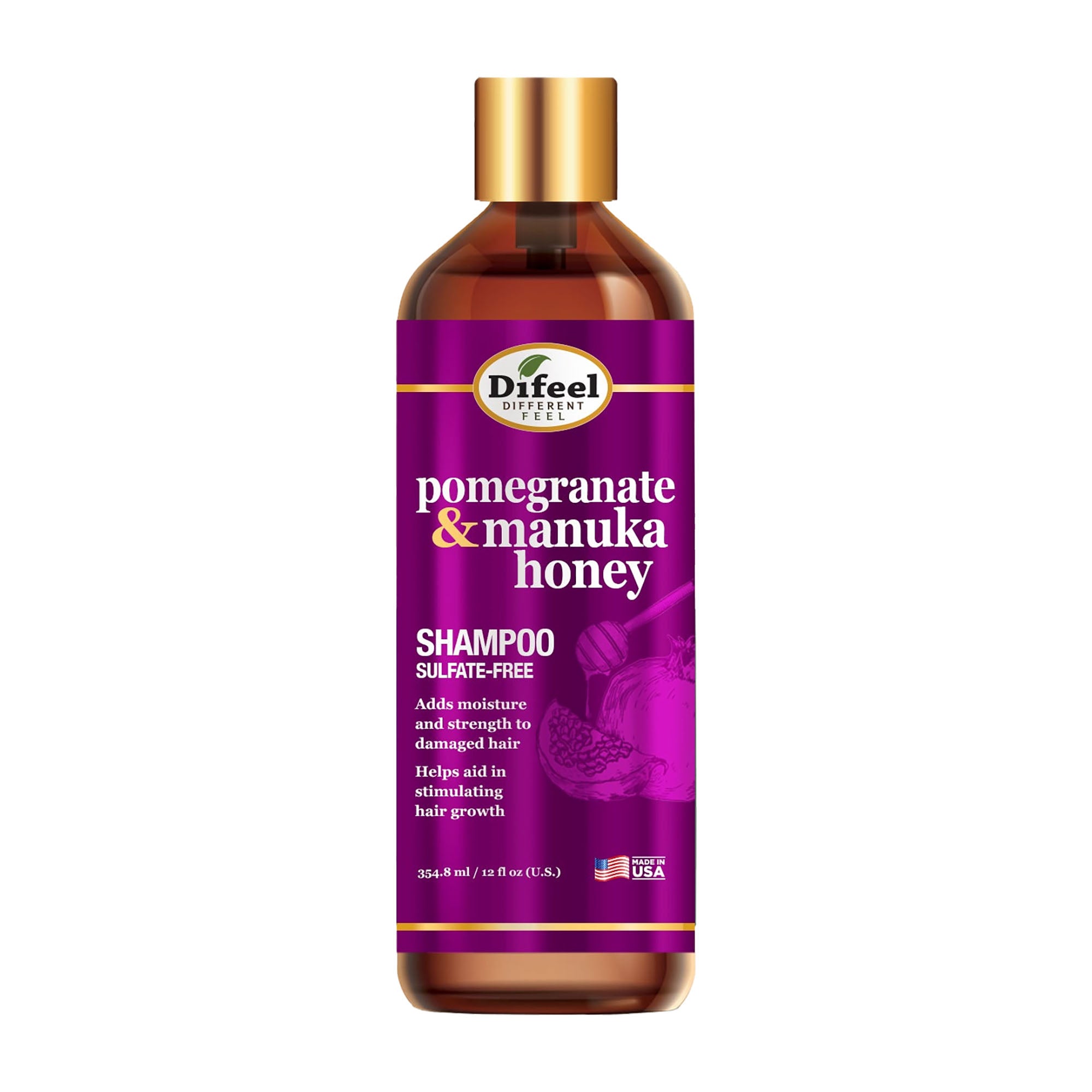 Difeel Shampoing Grenade et Miel de Manuka, 354,9 ml