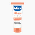 A tube of Mixa Shea Ultra Soft Hand & Nail Creme on a clean white background. The tube is white with a coral orange cap and text, and a prominent blue Mixa logo at the top.