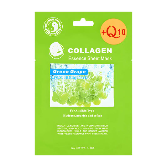 Dr Chen Collagen + Q10 green grape sheet mask, 1 Count