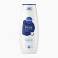 Nivea Derma Control Defend Shower Gel bottle on a light gray background.