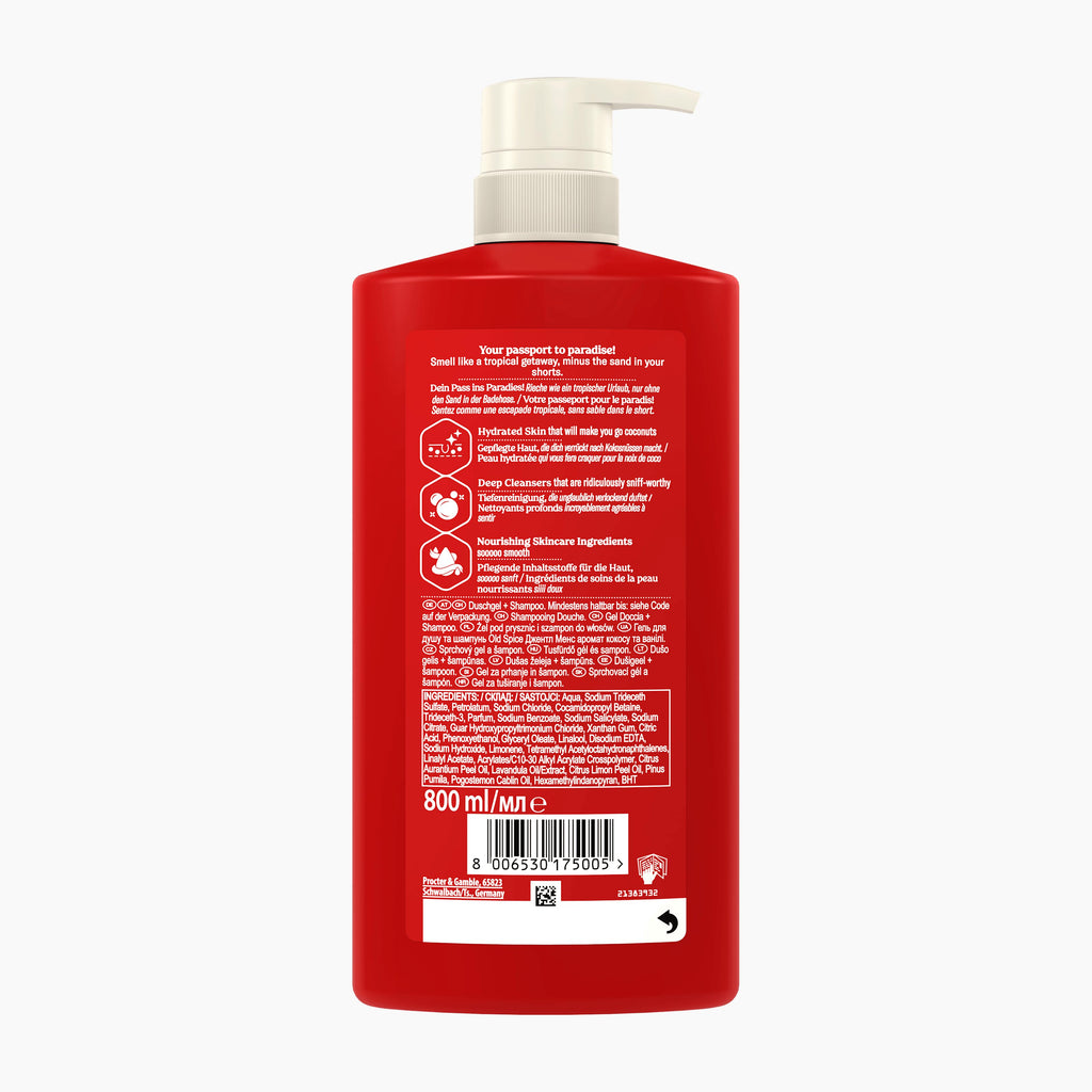 Old Spice Bagnodoccia Gentle Man's Cocco & Vaniglia, 800 ml