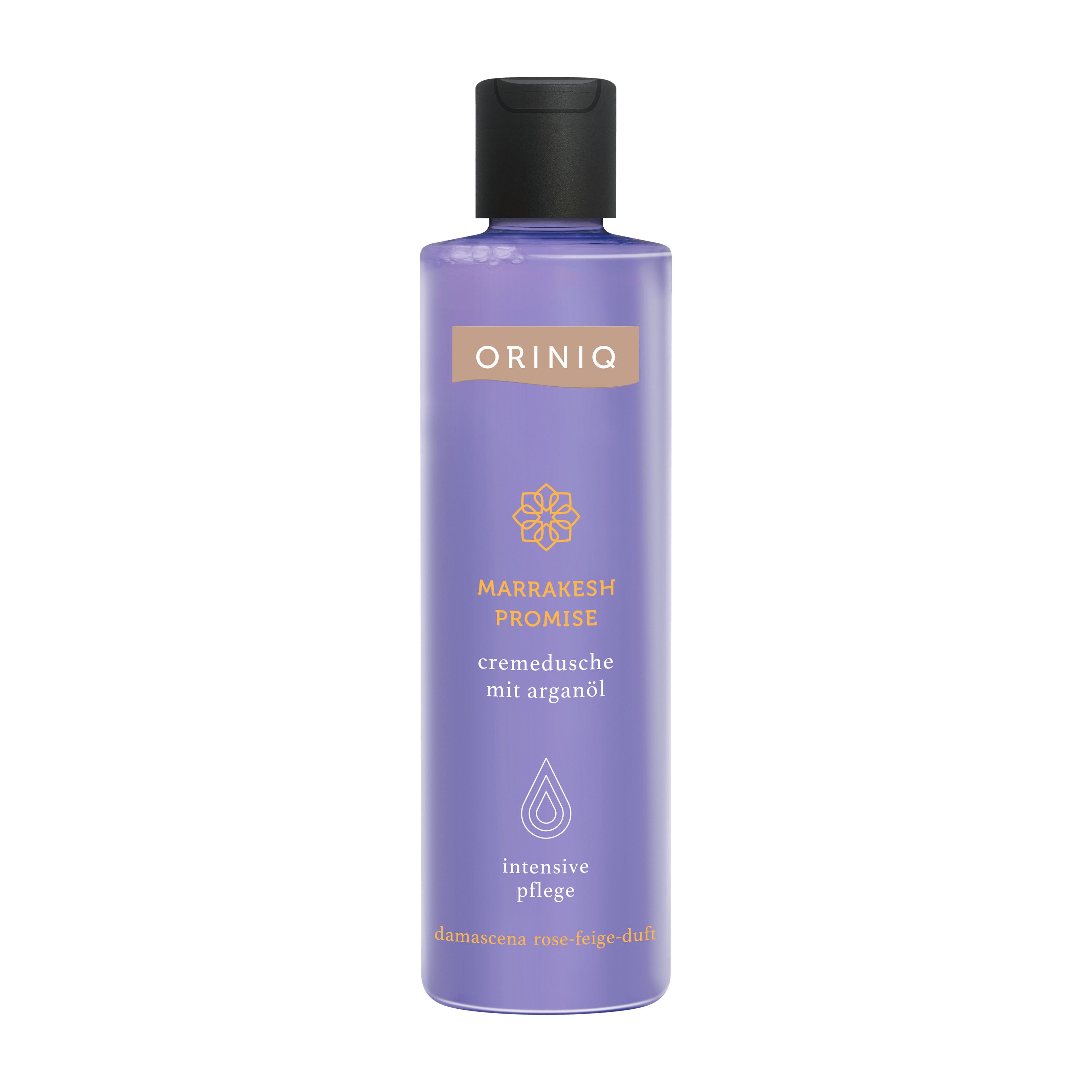 Oriniq Marrakesh Promise shower cream bottle on a white background