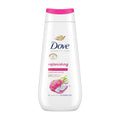 Dove replenishing shower gel bottle on a white background