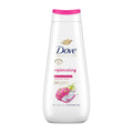 Dove replenishing shower gel bottle on a white background