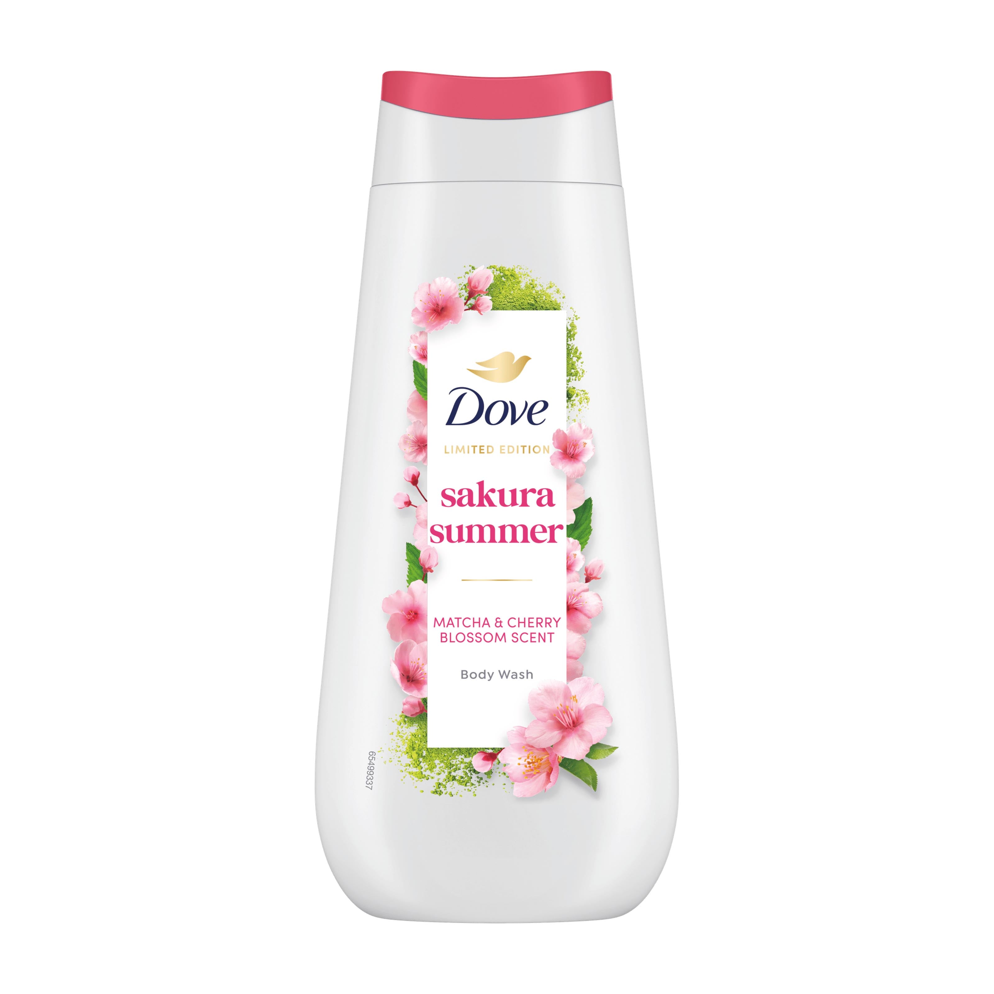Dove Sakura Summer limited edition body wash bottle on a white background