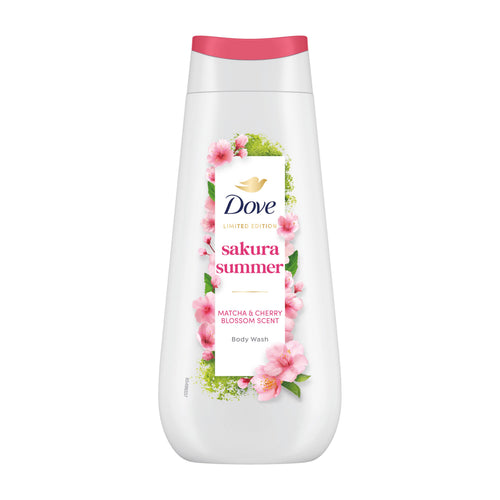 Dove Sakura Summer limited edition body wash bottle on a white background