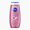 A 250ml bottle of Nivea Waterlily & Oil shower gel on a light gray background.