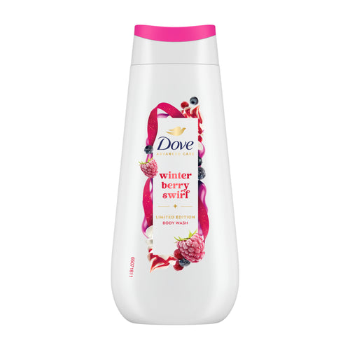 Dove winter berry swirl body wash bottle on a white background