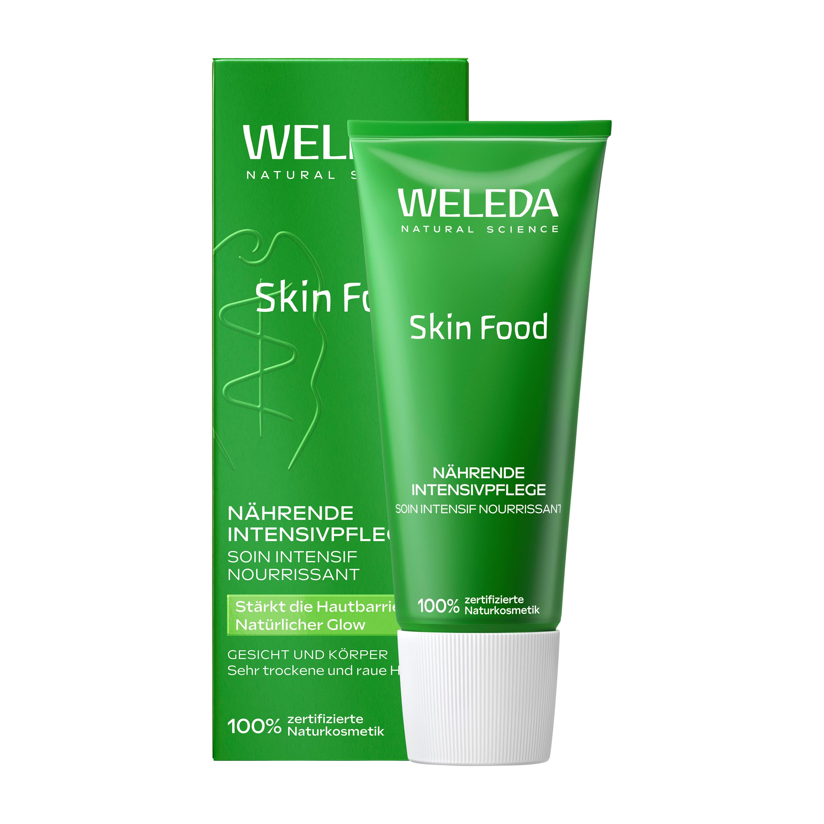 Weleda Skin Food Nourishing Intensive Care Cream tube and packaging on a white background
