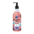 Pink bottle of Skin Super Good Bubble Tea Rose Boba softening body wash with a pump on a white background