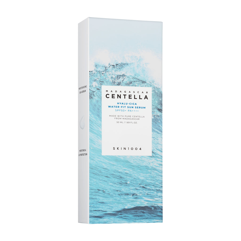 SKIN1004 Madagascan Centella Hyalu-Cica Water-Fit Sun Serum packaging on a white background