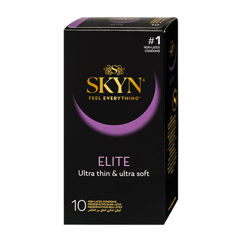 Skyn Elite ultra thin & ultra soft condoms packaging on a white background