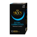 Skyn Extra Lubricated latex-free condoms packaging on a white background