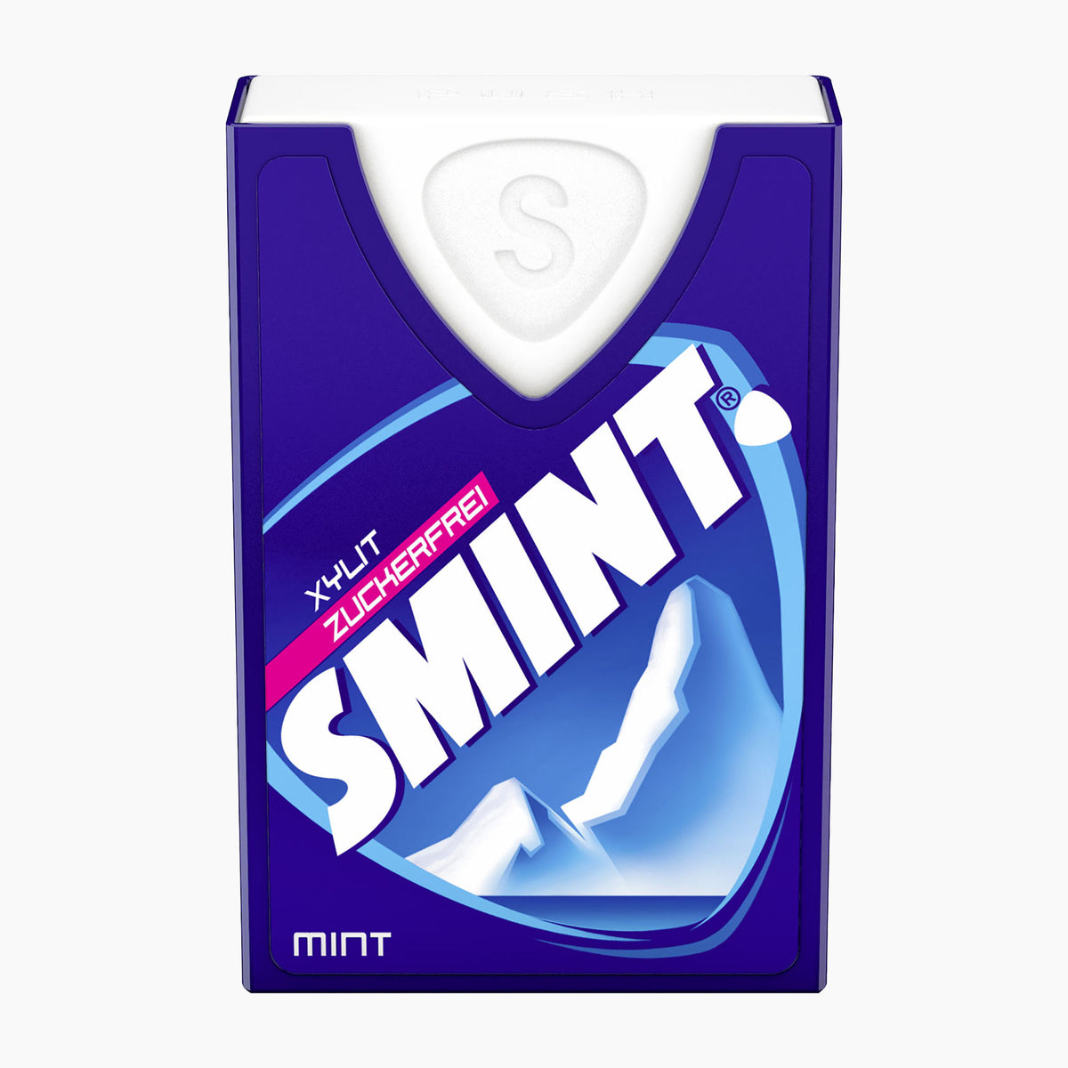Smint Mint sugar-free lozenges packaging on a light gray background.