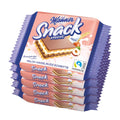 Pack of Manner Snack Minis milk hazelnut wafer bars, showing five individual bars stacked vertically with the brand and product name displayed on the packaging.