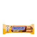 Snickers Creamy Smooth Peanut chocolate bar packaging on a white background.