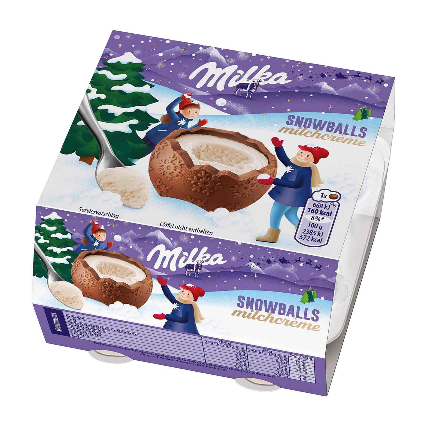 Milka Christmas snowballs milk cream, 4x 28 g