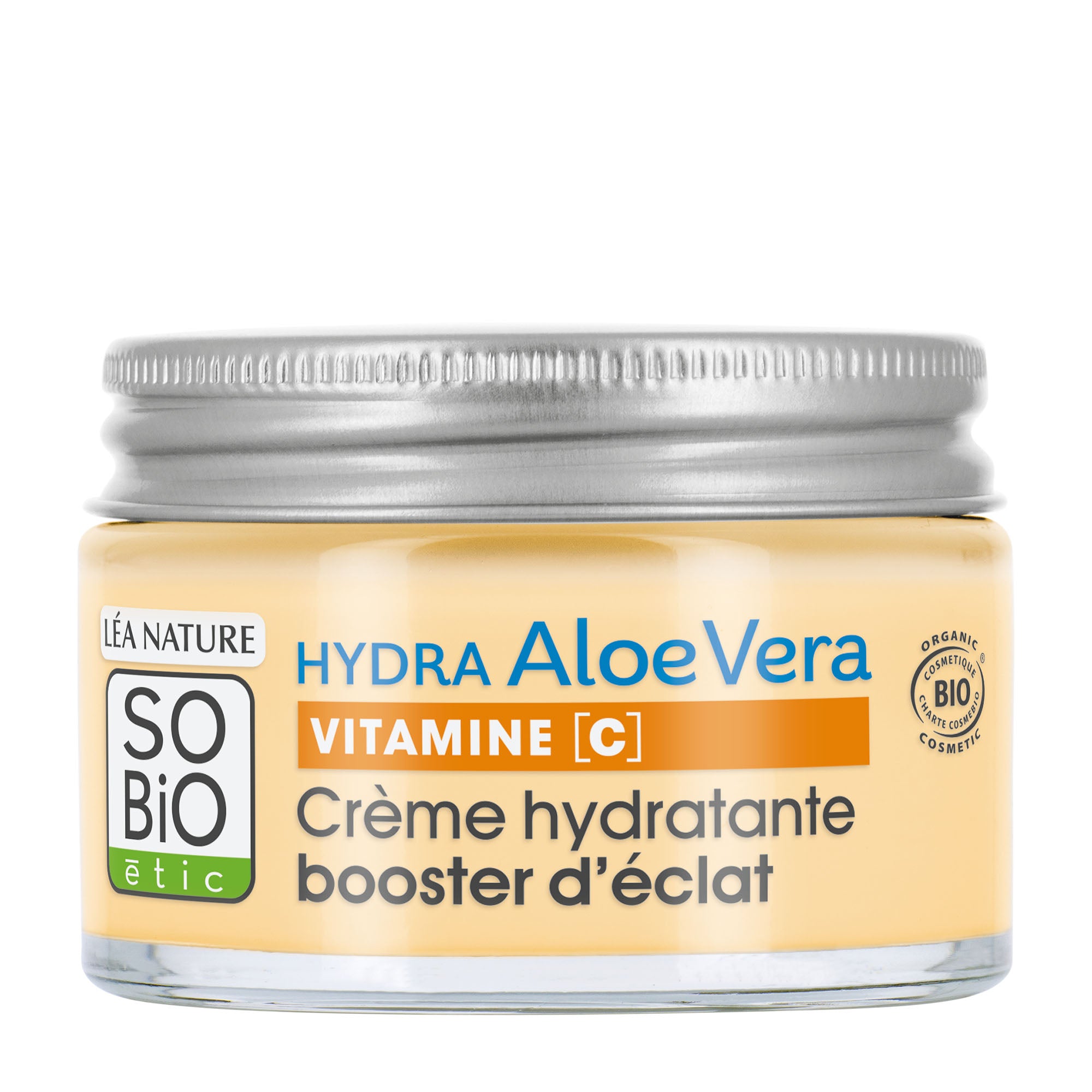 Jar of So Bio Etic Hydra Aloe Vera Vitamin C moisturizer on a white background