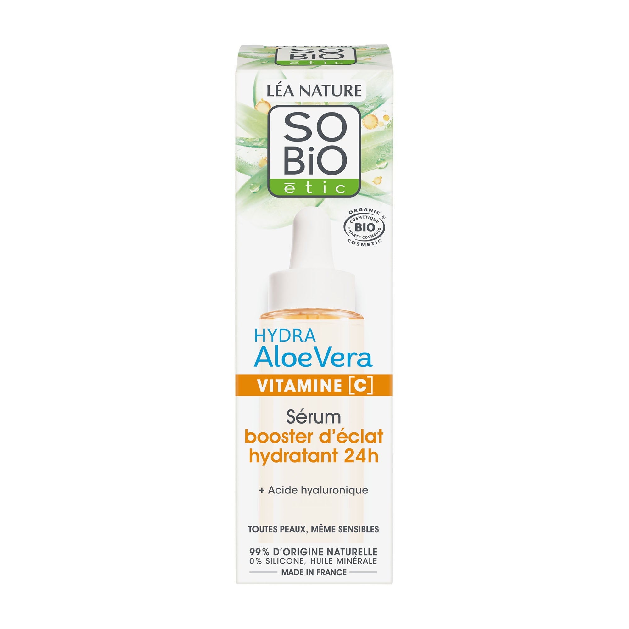 SO'BIO ETIC Sérum Booster d'Éclat Hydra Aloe Vera Vitamine C, 30 mL