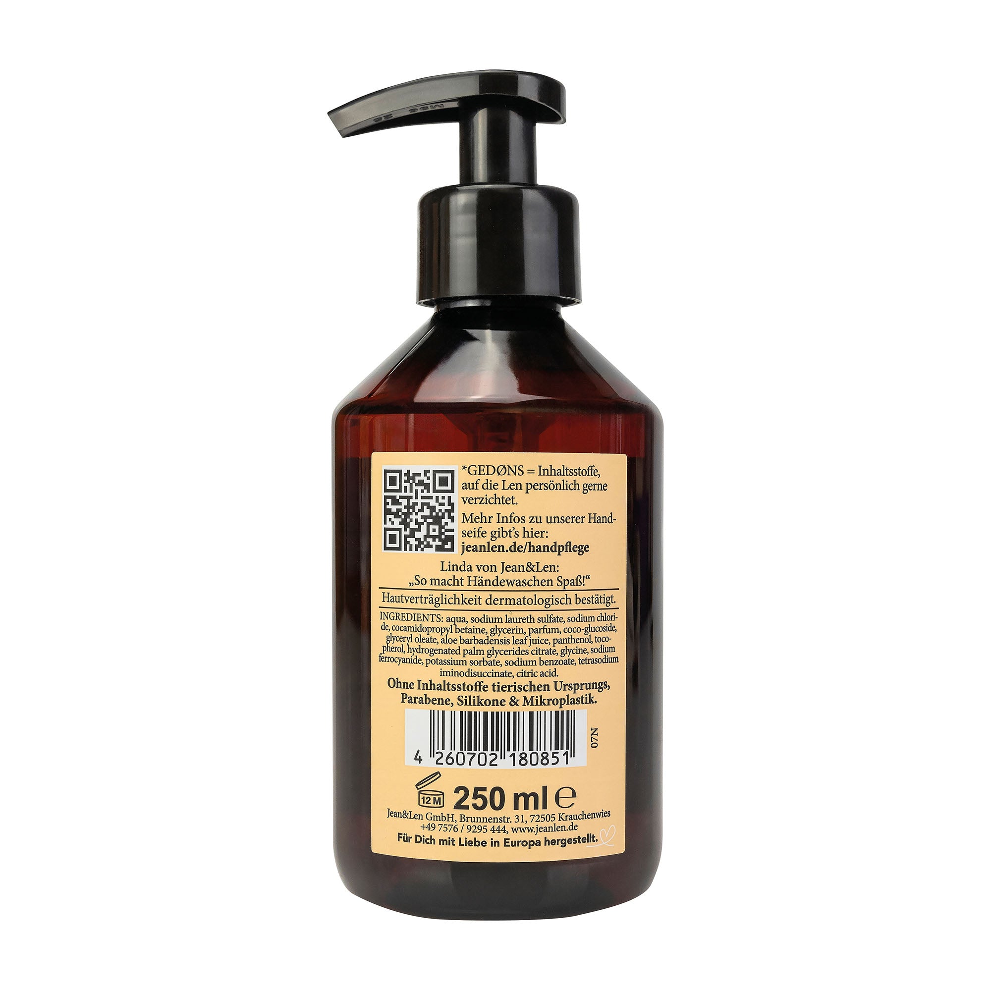Jean&Len Savon pour les mains Orange Sanguine et Vétiver, 250 ml